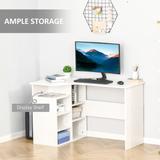 HOMCOM L-Shaped Corner Home Office Computer Desk, Study Table PC Workstation with Storage Shelf