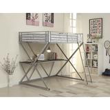 Metal Full Platform Loft Bed in Silver and Black