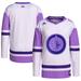 Men's adidas White/Purple Winnipeg Jets Hockey Fights Cancer Primegreen Authentic Blank Practice Jersey