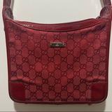 Gucci Bags | Authentic Gucci Canvas/Patent Leather Crossbody | Color: Red | Size: 9”X7”X2”
