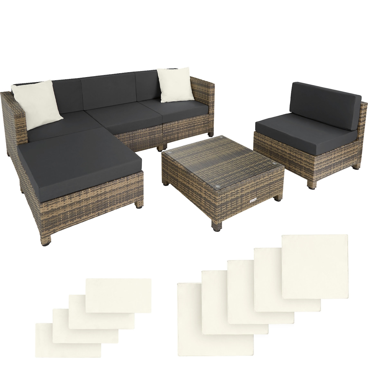 TECTAKE Rattan Lounge mit Aluminiumgestell inkl. Bezüge in 2 Farben 1 Image