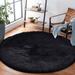 Black 59.06 x 59.06 x 2.5 in Area Rug - Everly Quinn Mamdouh Handmade Shag Faux Sheepskin Area Rug/Faux Fur | 59.06 H x 59.06 W x 2.5 D in | Wayfair