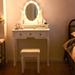 Rosdorf Park Chandris 31.5" Wide Vanity Set w/ Stool & Mirror Wood in White, Size 56.0 H x 31.5 W x 16.0 D in | Wayfair