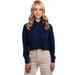 Next Level 9384 Women's Cropped Pullover Hooded Sweatshirt in Midnight Navy Blue size XL | sueded