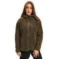 Brandit TEDDYFLEECE JACKE MIT KAPUZE DAMEN WINTERJACKE JAGD OUTDOOR FLEECEJACKE, Größe:XXL, Farbe:Oliv