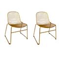 Lot de 2 chaises empilables en métal doré