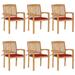 vidaXL Stacking Patio Chairs with Cushions 6 pcs Solid Teak Wood - 23.6" x 22.6" x 35.4"