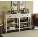 2 Fixed Wooden Shelves Console Table, with 4 Drawers and 4 Open Compartments