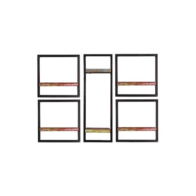 SIT Möbel Wandregal-Set | 5-teilig | Altholz | Serie RIVERBOAT | B 105 x T 25 x H 75 cm | bunt