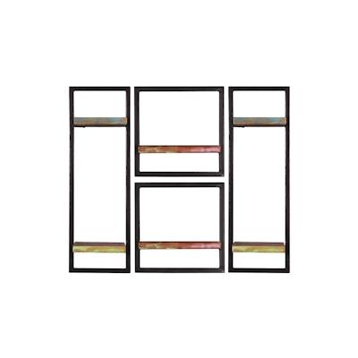 SIT Möbel Wandregal-Set | 4-teilig | Altholz | Serie RIVERBOAT | B 95 x T 25 x H 75 cm | bunt