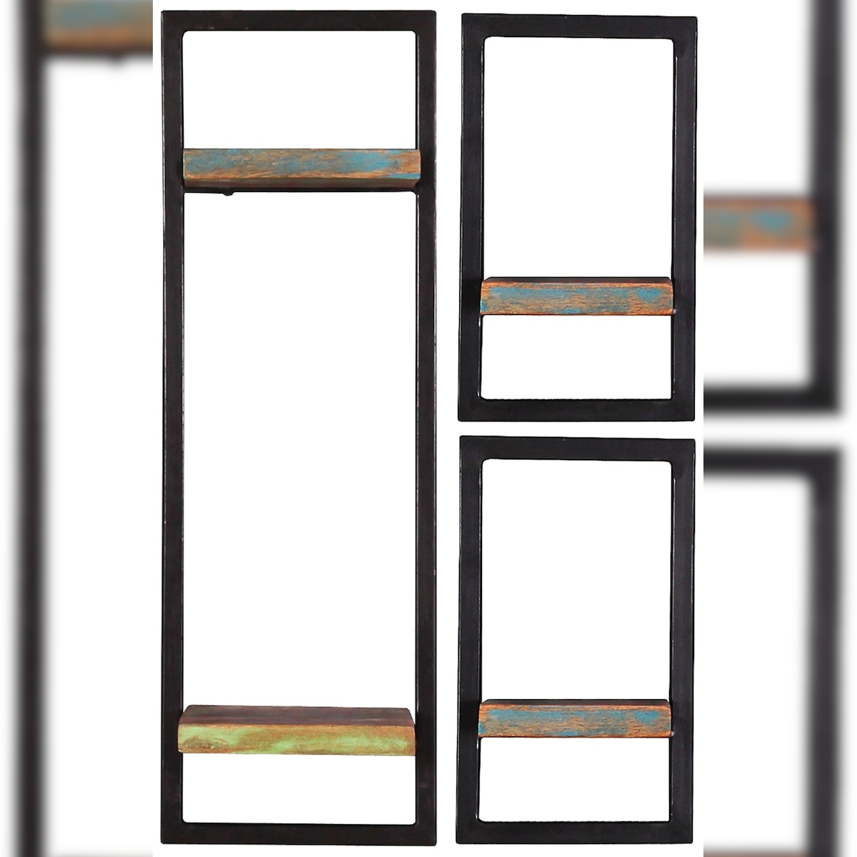 SIT Möbel Wandregal-Set | 3-teilig | Altholz | Serie RIVERBOAT | B 50 x T 25 x H 75 cm | bunt Image