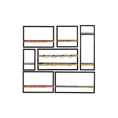 SIT Möbel Wandregal-Set | 7-teilig | Altholz | Serie RIVERBOAT | B 120 x T 25 x H 110 cm | bunt