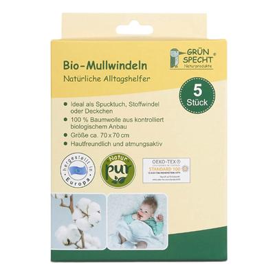 Grünspecht Naturprodukte 5 Mullwindeln 70x70cm - weiß Image