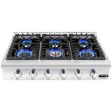 Gaslandchef Gasland Chef 36" Stainless Steel Natural Gas 6 Burner Cooktop in Gray | 36 H x 8 W x 27 D in | Wayfair PRO RT3606