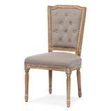 Ornellas Tufted Linen Queen Anne Back Side Chair in Natural oak Wood/Upholstered/Fabric in Brown Laurel Foundry Modern Farmhouse® | Wayfair