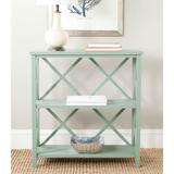 Beachcrest Home™ Paignt 35.6" H x 33.5" W Solid Wood Etagere Bookcase Wood in Green/Brown | 35.6 H x 33.5 W x 13.5 D in | Wayfair