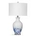 Red Barrel Studio® Ramsha 27" White/Blue Table Lamp Porcelain/Fabric in Blue/White | 27 H x 15 W x 15 D in | Wayfair