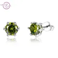 Boucles d'Oreilles Rondes Uto AAA Vert Olive pour Femme Bijoux Fins Dimensions de Mariage