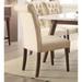 Set of 2 Gasha Side Chair Dining Chairs Beige Linen, Walnut