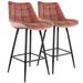 Elama 2 Piece Velvet Tufted Bar Chair in Pink with Metal Legs