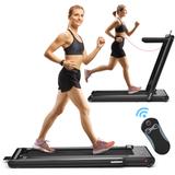 Costway 2-in-1 Folding Treadmill 2.25HP Jogging Machine w/ Dual LED - 52'' x 27'' x 43.5''