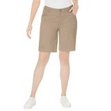 Plus Size Women's Classic Cotton Denim Shorts by Jessica London in New Khaki (Size 22 W) 100% Cotton Jean