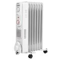 Devola 2000W 7 Fin Oil Filled Radiator, Low Energy Electric Heater with Thermal Fuse for Overheat Cut Off, Adjustable Heating Dial, Turbo Heating Option via PTC Fan, 24 Hour Timer - DVSOR7F20W (White)