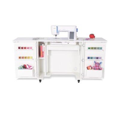 Arrow Sewing Bandicoot Sewing Cabinet w/ Hydraulic Machine Lift by Kangaroo Sewing Furniture Wood in White | 30.875 H x 61.5 W x 17.38 D in | Wayfair