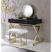 Willa Arlo™ Interiors Adao Vanity Mirror & Stool in Faux Fur, Mirror Metal in Yellow/Black | 19 H x 19 W x 4 D in | Wayfair