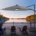 Arlmont & Co. 10 Feet LED Patio Cantilever Umbrella, Outdoor Offset Hanging 360° Rotation W/Integrated Tilting & Cross Base in Gray | Wayfair