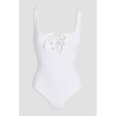 Tulum Lace-up Swimsuit - White - Melissa Odabash Beachwear