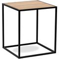 Table Appoint Bout de Canape Meuble Industriel Carre Bois - Noir