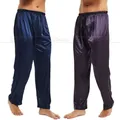 Pyjama en Satin de soie pour homme pantalon long bas de sommeil livraison gratuite S M L XL 2XL