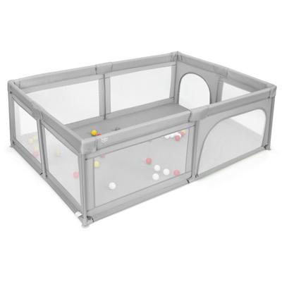 Costway Large Baby Playpen Safety Kids Activity Center with 50 Ocean Balls-Gray
