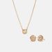 Coach Jewelry | $125 Coach Gold Open Circle Necklace & Tea Rose Stud Earrings Set | Color: Gold/Pink | Size: Os