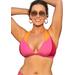 Plus Size Women's Romancer Colorblock Halter Triangle Bikini Top by Swimsuits For All in Pink Orange (Size 4)