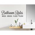Trinx Bathroom Rules Wash Brush Floss Flush Cursive Wall Decal Vinyl in Gray | 5 H x 17.5 W in | Wayfair 0C0E313689AC4DB693D00A529F42222B