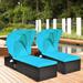 Costway 2PCS Patio Rattan Lounge Chair Chaise Cushioned Top Canopy - See Details