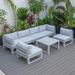 LeisureMod Chelsea 7-Piece Grey Patio Sectional With Coffee Table