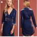 Anthropologie Dresses | Anthropologie Maeve Velvet Wrap Dress Size 2 New | Color: Blue/Gold | Size: 2