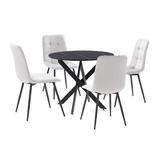 Red Barrel Studio® Steller 4 - Person Dining Set Wood/Upholstered/Metal in Black/Brown/Gray | 30 H x 35.5 W x 35.5 D in | Wayfair