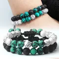 Bracelets Chakra en perles de lave noires pierres naturelles Turquoises Bracelet de Distance pour