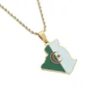 Colliers pendentifs en émail pour femmes bijoux ethniques carte algérienne et algérienne acier