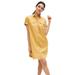 Plus Size Women's Button Front Linen Shirtdress by ellos in Honey Spice (Size 10)