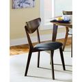 Corrigan Studio® Set Of 2 Dining Chairs In Walnut & Black Faux Leather/Upholstered in Brown | 31.25 H x 17.75 W x 21.75 D in | Wayfair