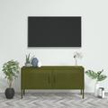 vidaXL Mobile TV Verde Oliva 105x35x50 cm in Acciaio