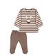 Sterntaler Baby Jungen Langarmshirt Baby GOTS Set Langarm-Shirt und Hose - Baby Shirt Langarm - geringeltes Shirt mit 3D Applikation - braun, 50