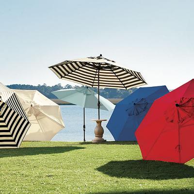 Auto Tilt Patio Umbrella - Canvas Black Sunbrella, White, 11' - Ballard Designs