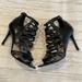 Nine West Shoes | Nine West Black Leather Gladiator High Heel Sandals, Size 8 | Color: Black | Size: 8