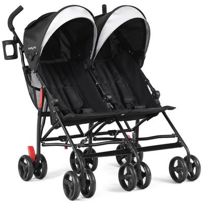 Costway Foldable Twin Baby Double Stroller Ultralight Umbrella Kids Stroller-Black